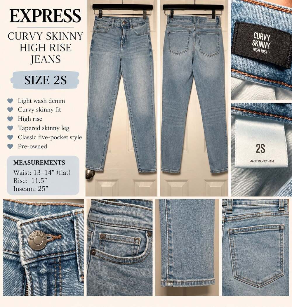 Express Curvy Skinny High Rise Jeans Size 2S Light Wash